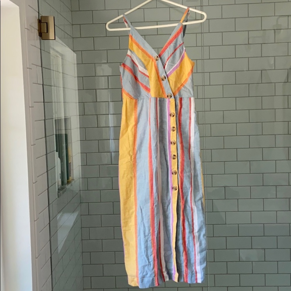 Sandy & Sid Striped Button Down Summer Midi Dress